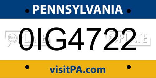 0IG4722 Pennsylvania License Plate
