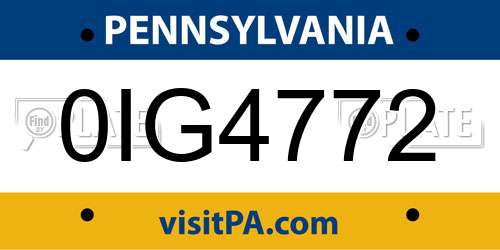 0IG4772 Pennsylvania License Plate