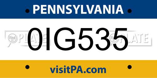 0IG535 Pennsylvania License Plate