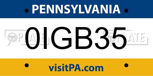 0IGB35 Pennsylvania License Plate
