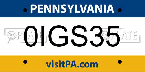0IGS35 Pennsylvania License Plate