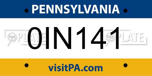 0IN141 Pennsylvania License Plate