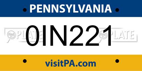 0IN221 Pennsylvania License Plate