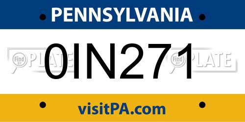 0IN271 Pennsylvania License Plate