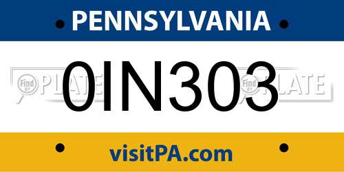 0IN303 Pennsylvania License Plate