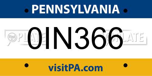 0IN366 Pennsylvania License Plate