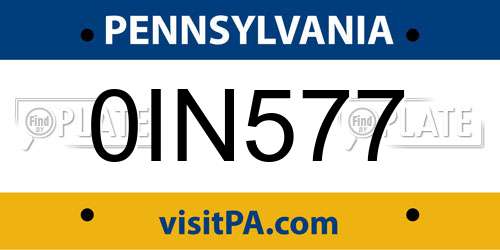 0IN577 Pennsylvania License Plate