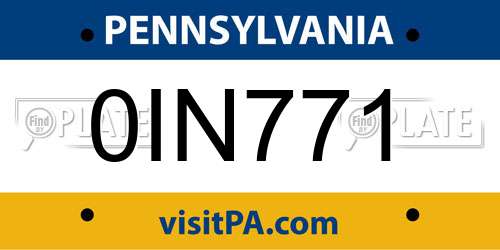 0IN771 Pennsylvania License Plate