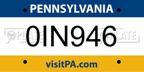 0IN946 Pennsylvania License Plate