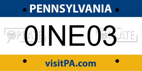0INE03 Pennsylvania License Plate