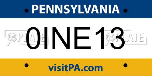 0INE13 Pennsylvania License Plate