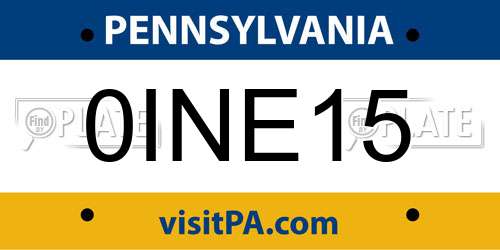 0INE15 Pennsylvania License Plate