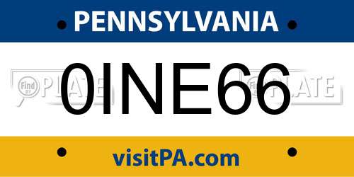0INE66 Pennsylvania License Plate
