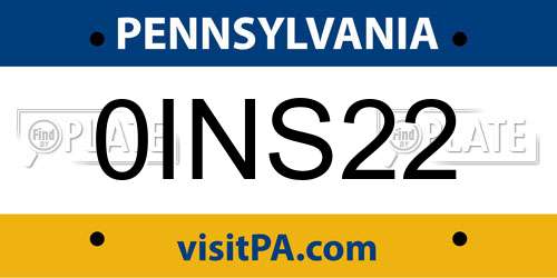 0INS22 Pennsylvania License Plate