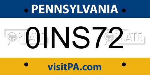 0INS72 Pennsylvania License Plate