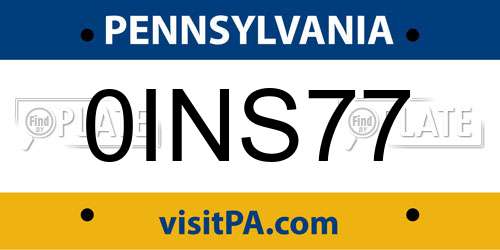 0INS77 Pennsylvania License Plate