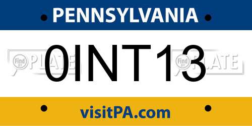 0INT13 Pennsylvania License Plate