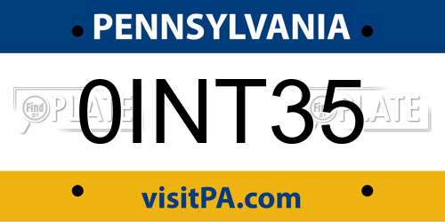0INT35 Pennsylvania License Plate
