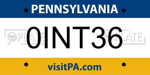 0INT36 Pennsylvania License Plate