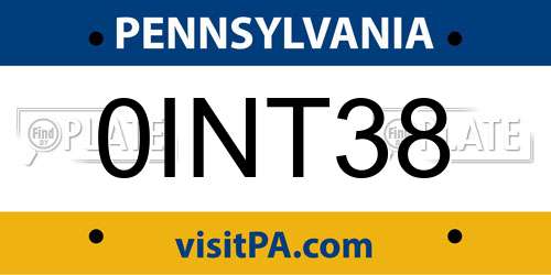 0INT38 Pennsylvania License Plate