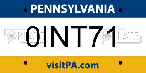0INT71 Pennsylvania License Plate
