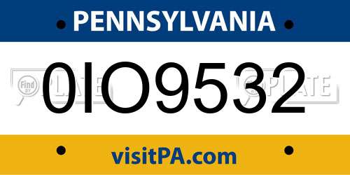 0IO9532 Pennsylvania License Plate