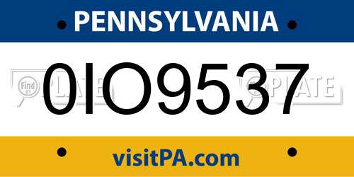 0IO9537 Pennsylvania License Plate