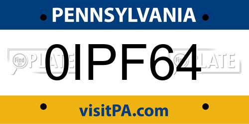 0IPF64 Pennsylvania License Plate