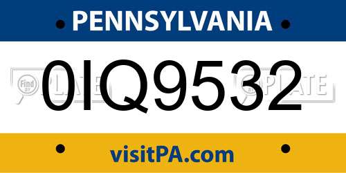 0IQ9532 Pennsylvania License Plate