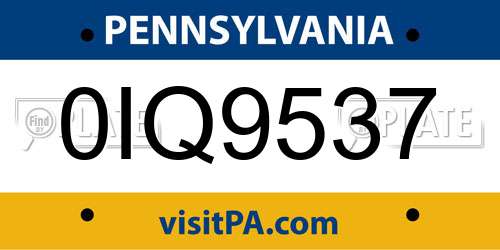0IQ9537 Pennsylvania License Plate
