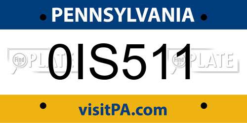 0IS511 Pennsylvania License Plate