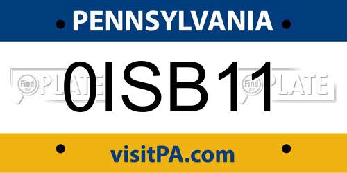 0ISB11 Pennsylvania License Plate