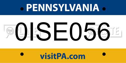 0ISE056 Pennsylvania License Plate