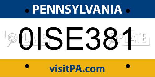 0ISE381 Pennsylvania License Plate