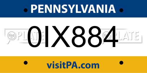 0IX884 Pennsylvania License Plate
