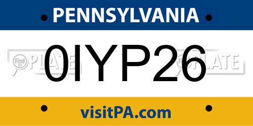 0IYP26 Pennsylvania License Plate