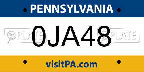 0JA48 Pennsylvania License Plate