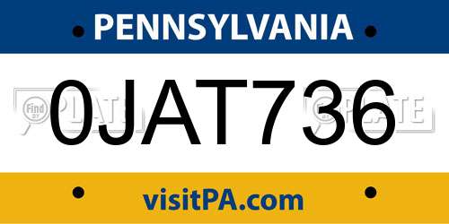 0JAT736 Pennsylvania License Plate