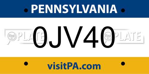 0JV40 Pennsylvania License Plate