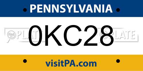 0KC28 Pennsylvania License Plate