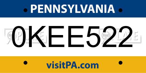 0KEE522 Pennsylvania License Plate