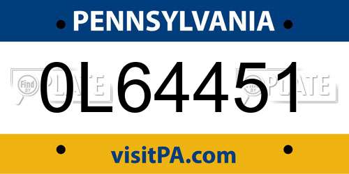 0L64451 Pennsylvania License Plate
