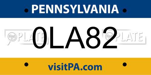 0LA82 Pennsylvania License Plate