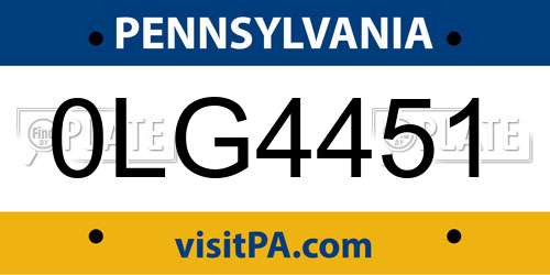 0LG4451 Pennsylvania License Plate