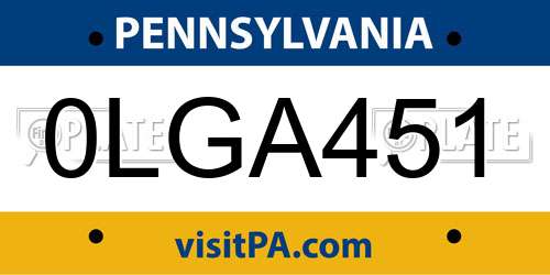 0LGA451 Pennsylvania License Plate