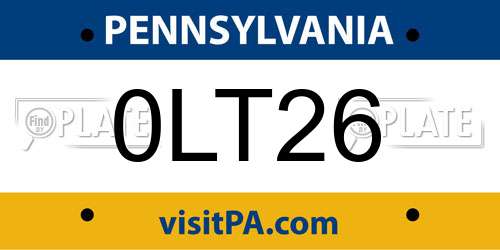 0LT26 Pennsylvania License Plate
