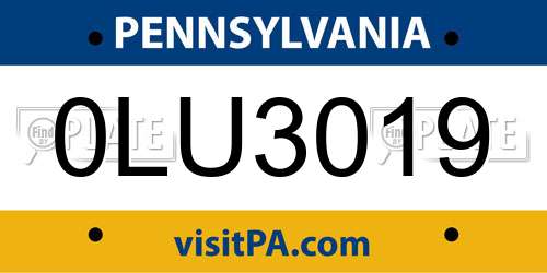0LU3019 Pennsylvania License Plate