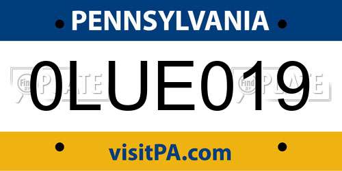 0LUE019 Pennsylvania License Plate