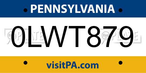 0LWT879 Pennsylvania License Plate