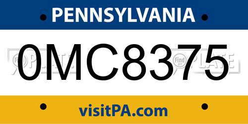 0MC8375 Pennsylvania License Plate
